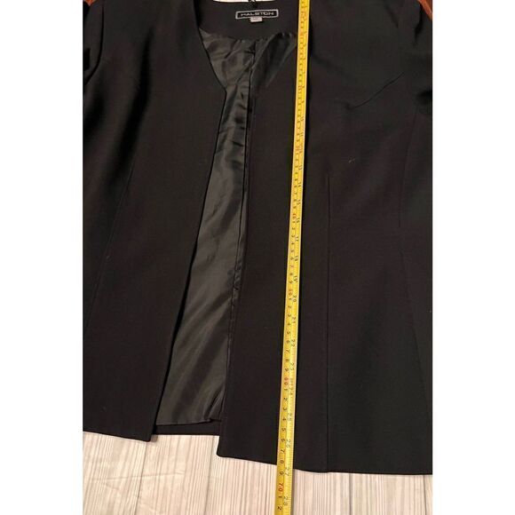 Halston Blazer Size 14 Black Open Minimalist Work - Picture 6 of 8